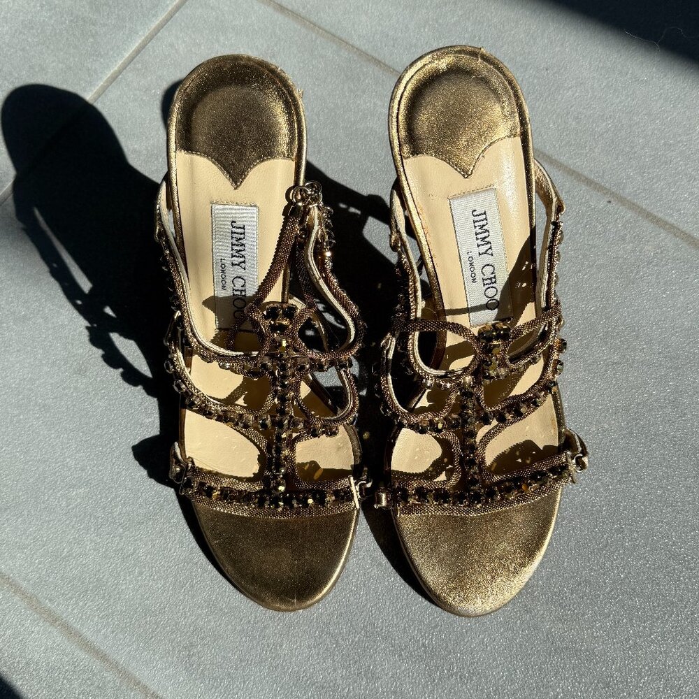 COPY - Jimmy Choo gold crystal heels size 37 | Stunning strappy heel sandals